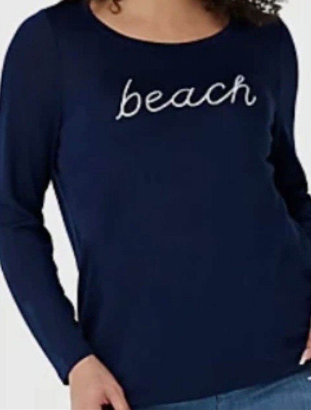 Belle Beach by Kim Gravel Breezy Knit Embroidered Long Sleeve Top